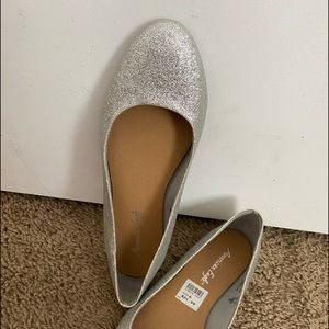 Sparkly silver flats
